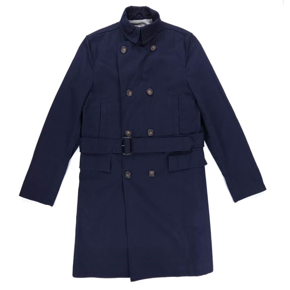 NEW Club Monaco Military Trench Coat Navy Old Money Quiet Luxury Minimal Preppy